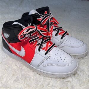 Nike Air Jordan’s Orange neon and White High-Top Sneakers